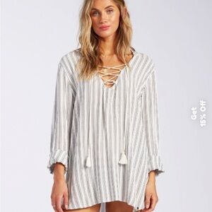 Billabong NWOT Striped Lace-Up Tunic